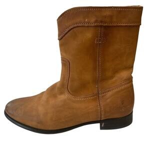 Frye Boots Cara Tan Brown Leather Ankle Boot Western Women's Size 7.5 8